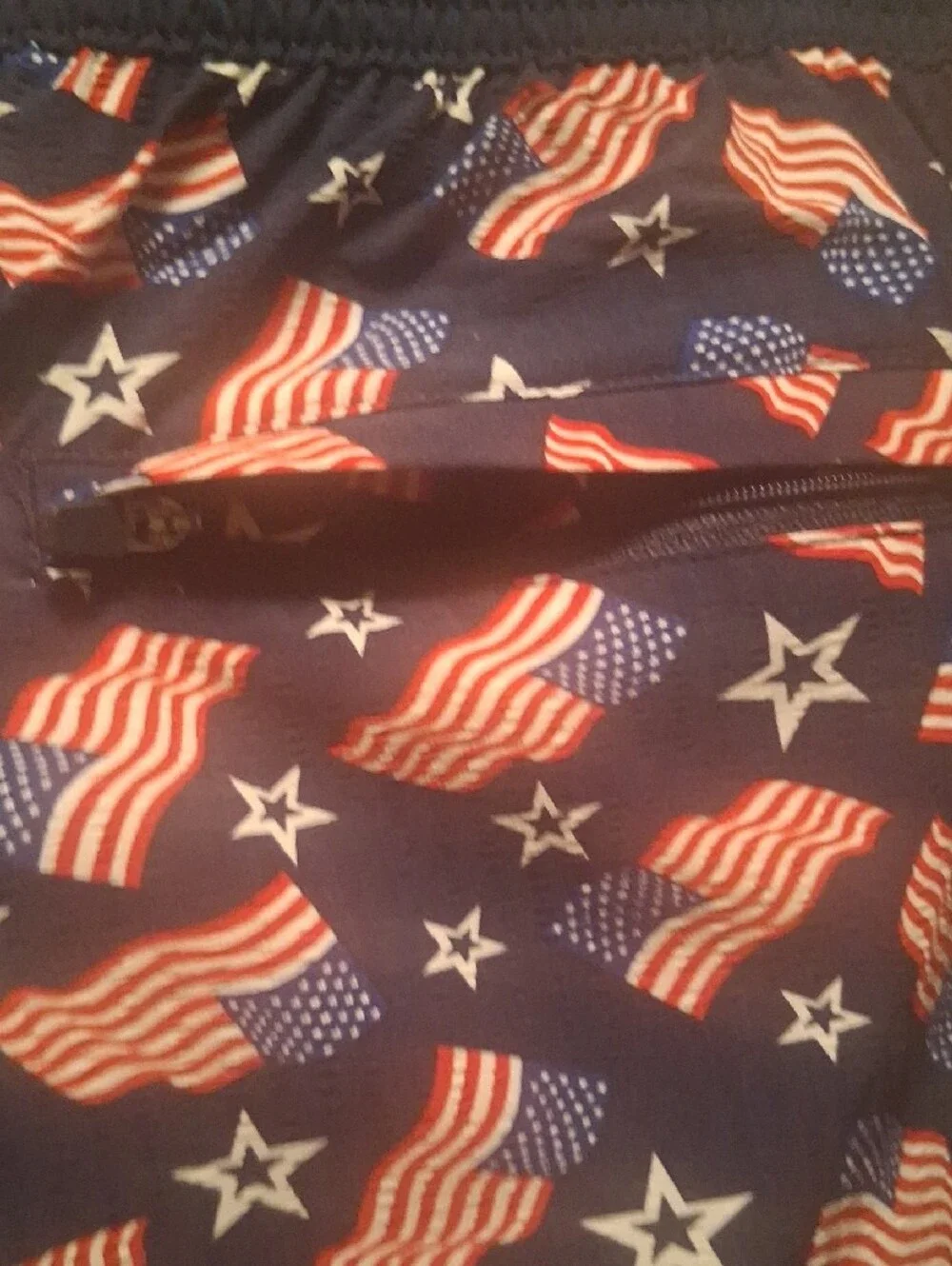 Broken Threads Patriotic Flag Print Swim Trunks-Navy, Red, White W Can Cooler L
